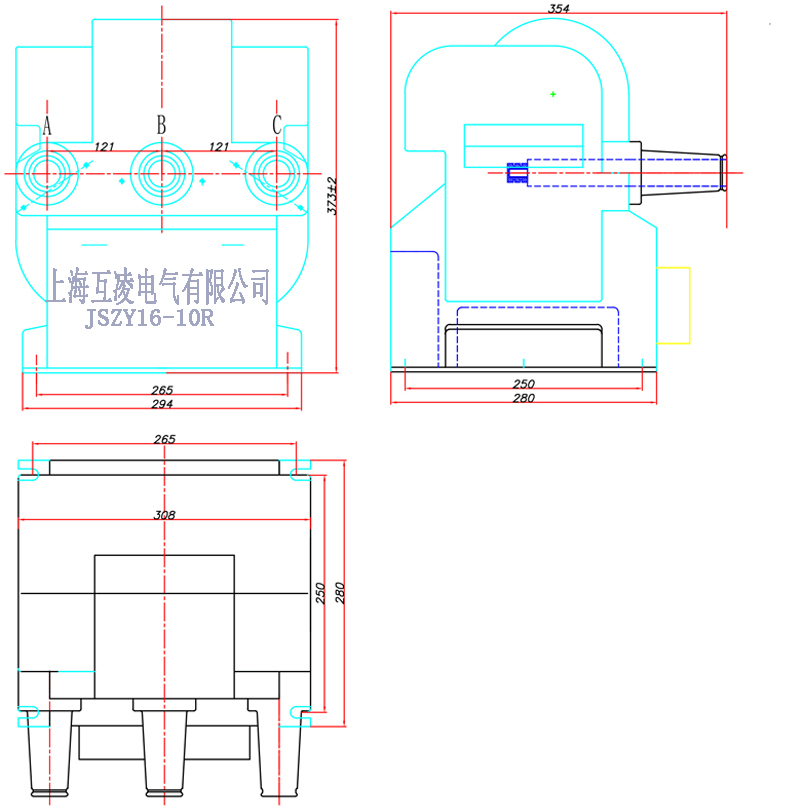 JSZY16-10R電壓互感器尺寸圖