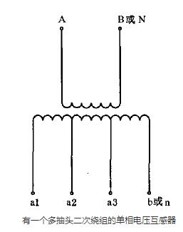 有一個多抽頭二次繞組的單相電壓互感器